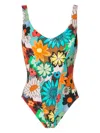Amir Slama Floral-print Open Back Swimsuit In Multicolour