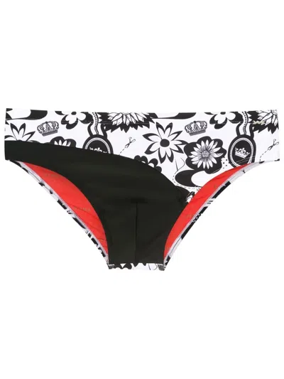 Amir Slama Floral-print Panelled Swim Trunks In Black