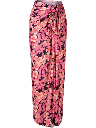 Amir Slama Floral-print Pareo In Pink