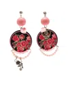 Amir Slama Floral-print Pearl-detail Earrings In Pink