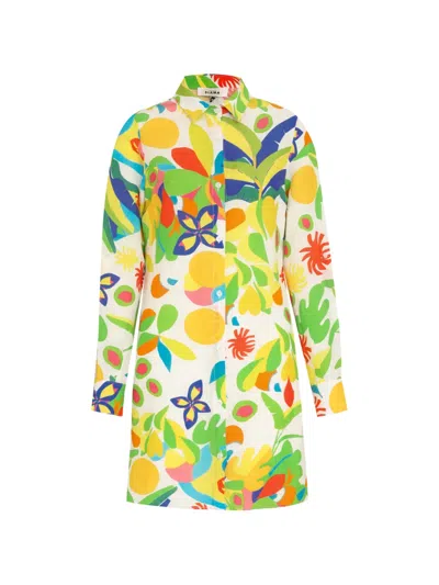 Amir Slama Floral Print Shirt Dress In Green