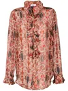 Amir Slama Floral-print Silk Blouse In Multicolour