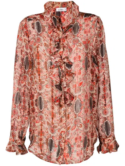 Amir Slama Floral-print Silk Blouse In Multicolour