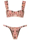 Amir Slama Floral-print Square-back Bikini In Multicolour