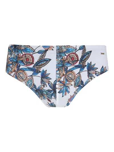 Amir Slama Floral-print Swim Briefs In White