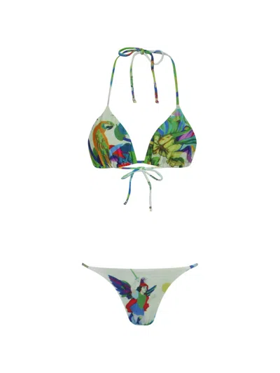 Amir Slama Floral-print Tie-string Bikini In Multi