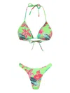 Amir Slama Floral-print Triangle Bikini In Multi