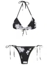 Amir Slama Floral-print Triangle Bikini In Black