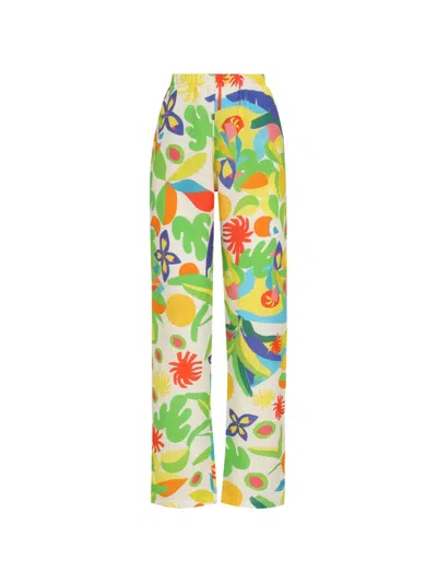 Amir Slama Floral Print Trousers In Green