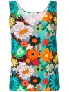 AMIR SLAMA FLORAL-PRINT V-NECK waistcoat TOP