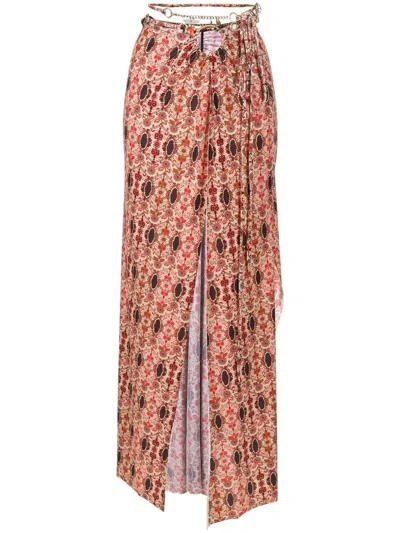 Amir Slama Floral-print Wrap Dress In Red