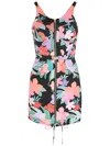 Amir Slama Floral-print Zip-up Mini Dress In Multicolour