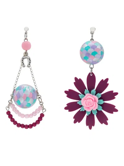 Amir Slama Flower-motif Drop Earrings In Blue