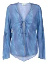 Amir Slama Front-tie Fastening Silk Kaftan In Blue