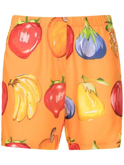 Amir Slama Fruit-print Elasticated-waistband Shorts In Orange
