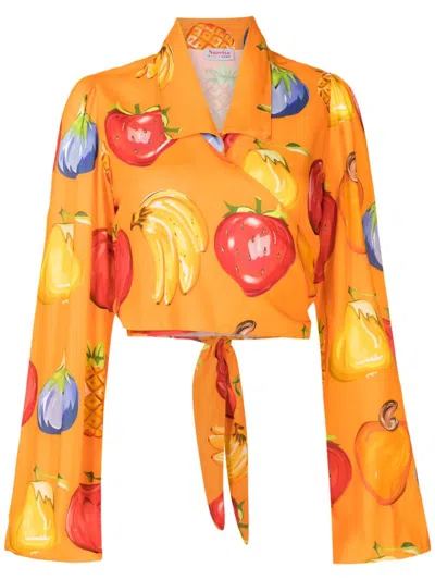 Amir Slama Fruit-print Long-sleeved Shirt In Orange