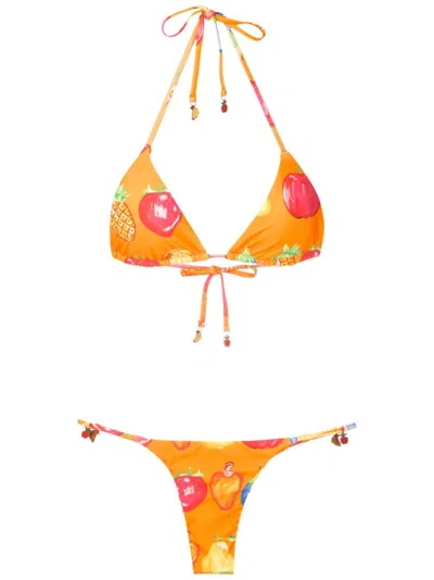 Amir Slama Fruit-print Two-piece Bikini Set In Orange