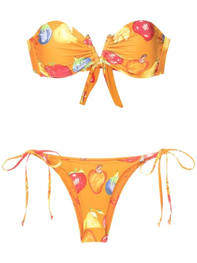 Amir Slama Fruit-print Two-piece Set In Orange
