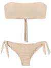 Amir Slama Gathered-detailing Bandeau Bikini In Neutrals