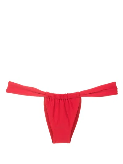 Amir Slama Gathered Low-rise Bikini Bottoms In Red