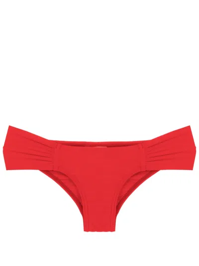 Amir Slama Gathered Low-waisted Bikini Bottoms In Red
