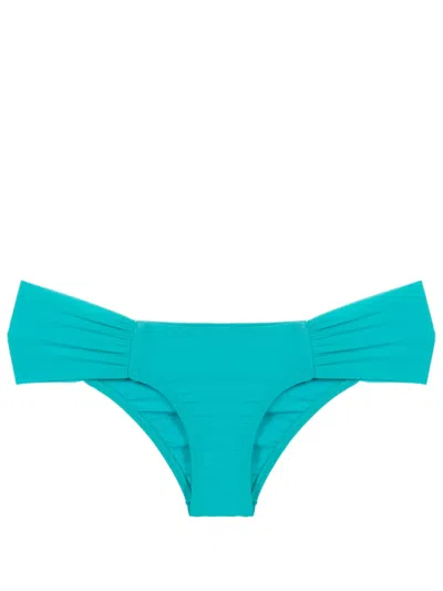 Amir Slama Gathered Low-waisted Bikini Bottoms In Blue