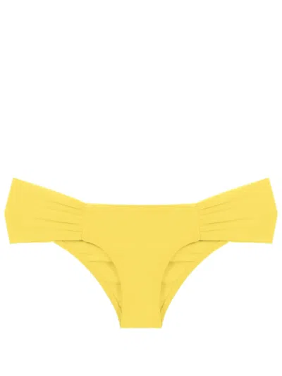 Amir Slama Gathered Low-waisted Bikini Bottoms In Yellow