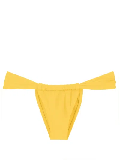 Amir Slama Gathered Low-waisted Bikini Bottoms In Yellow