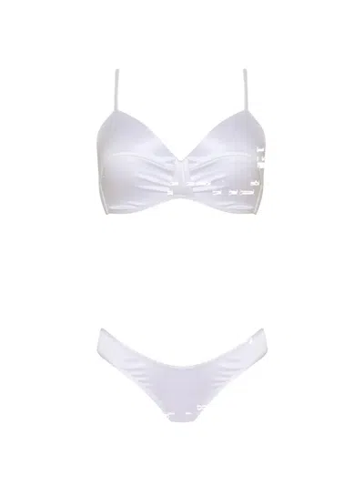 Amir Slama Gathered String Bikini In White