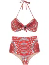 Amir Slama Geometric Print Bikini Set In Red