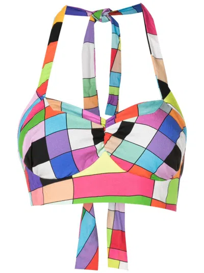 Amir Slama Cropped-oberteil Mit Geometrischem Print In Multicolour