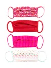 Amir Slama Geometric Print Face Masks (pack Of 4) In Pink