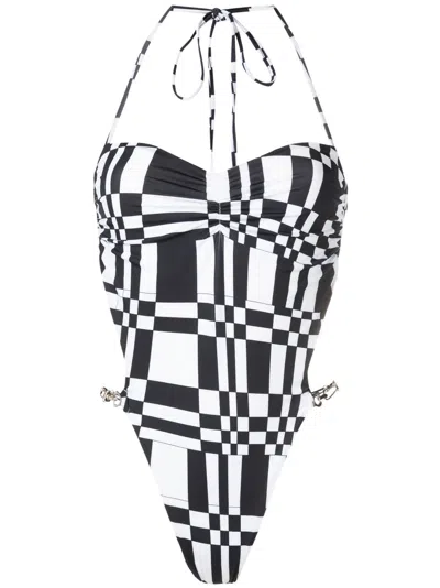 Amir Slama Badeanzug Mit Geometrischem Print In Black