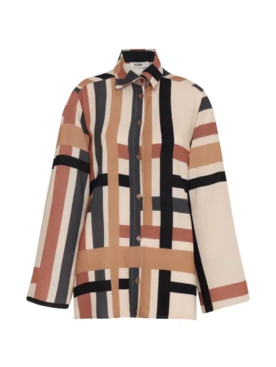 Amir Slama Geometric-print Shirt In Brown
