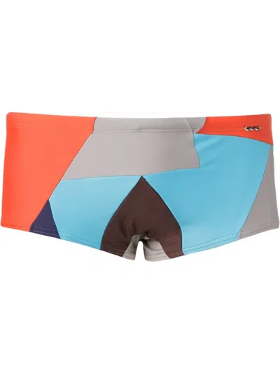 Amir Slama Geometric-print Swim Shorts In Blue