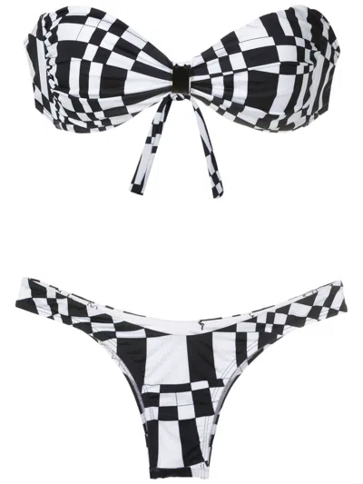 Amir Slama Bikini Mit Geometrischem Print In Black