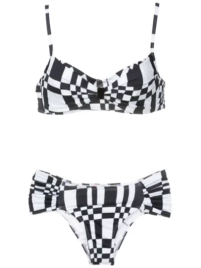 Amir Slama Bikini Mit Geometrischem Print In Black