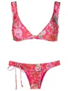 Amir Slama Geometric Rose-print Bikini In Pink