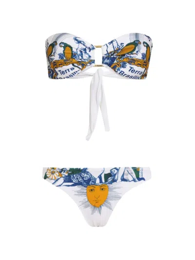 Amir Slama Graphic Knot Detail Bikini In White