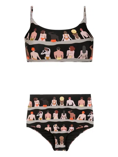 Amir Slama Graphic-print Bikini In Black