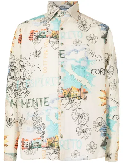 Amir Slama Graphic-print Button-up Shirt In Multicolour