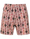 Amir Slama Graphic-print Concealed-fastening Shorts In Brown