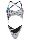 Amir Slama Graphic-print Cut-out Detailing Swimsuit In Multicolour