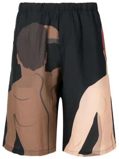 Amir Slama Graphic-print Deck Shorts In Black