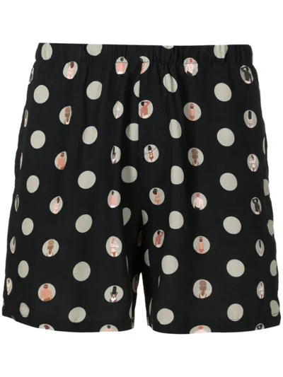 Amir Slama Polka Dot-print Deck Shorts In Black