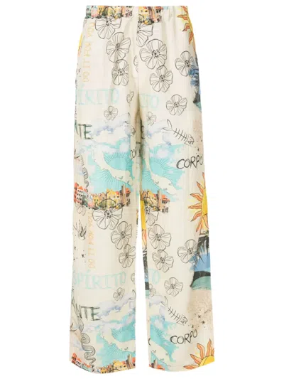 Amir Slama Graphic-print Elastic-waist Trousers In Neutrals