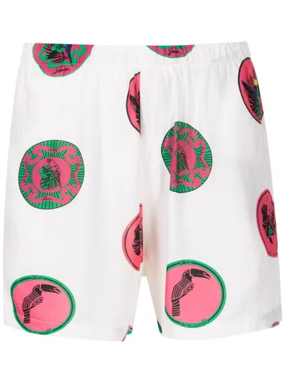 Amir Slama Graphic-print Elasticated-waistband Shorts In White