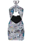 Amir Slama Graphic-print Halterneck Dress In Multicolour