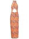 Amir Slama Graphic-print Halterneck Maxi Dress In Orange