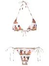 Amir Slama Graphic-print Halterneck Two-piece Bikini In Brown